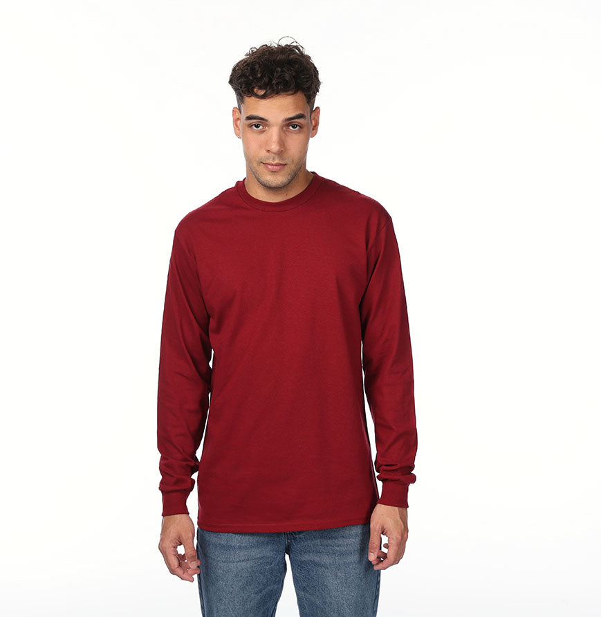 Gildan G540 long-sleeve T-shirt in Garnet