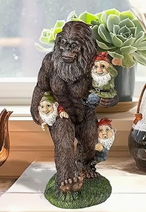 Bigfoot with gnomes
