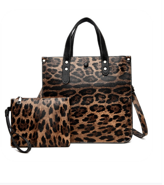 Brown Leopard Print Purse