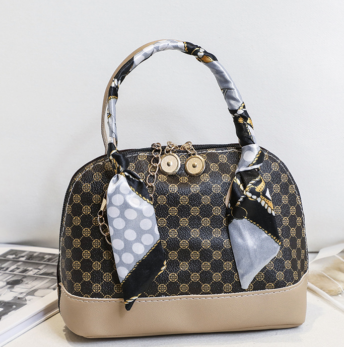 Vintage Printed Handbag/Crossbody Bag - Khaki