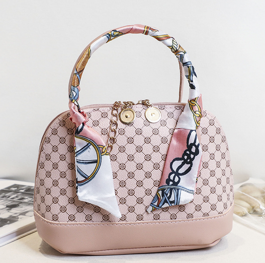 Vintage Printed Handbag/Crossbody Bag - Pink