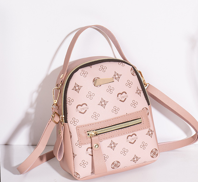 Pink Colored Printed Mini Backpack