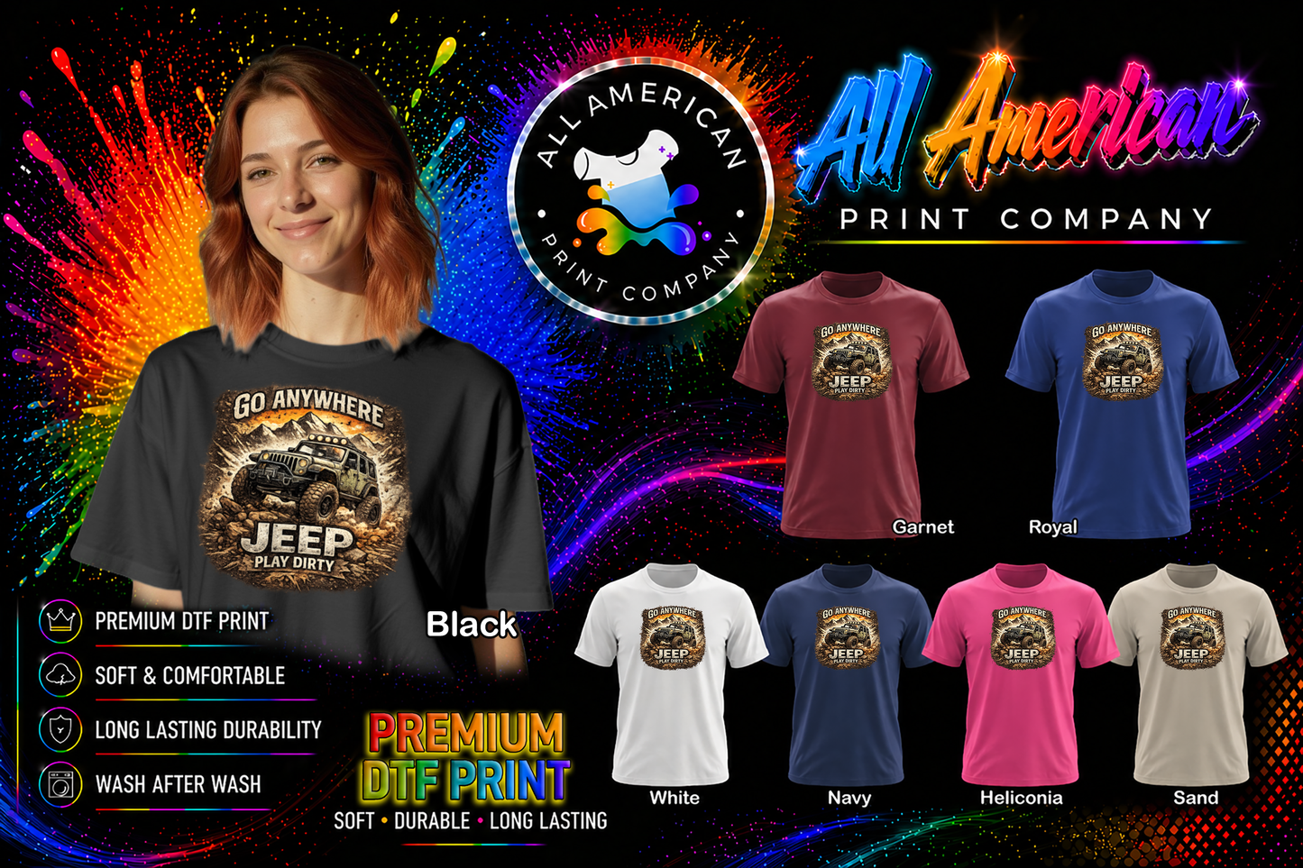 T-Shirt - Jeep - Go Anywhere, Play Dirty