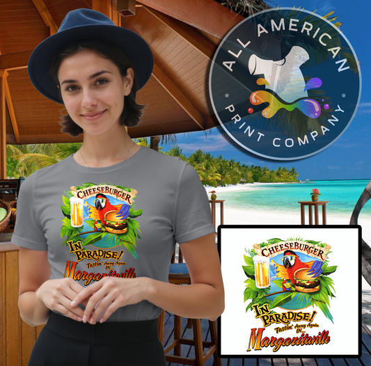 Jimmy Buffet - Margaritaville - Paradise Cheeseburger Vintage Style T-Shirt