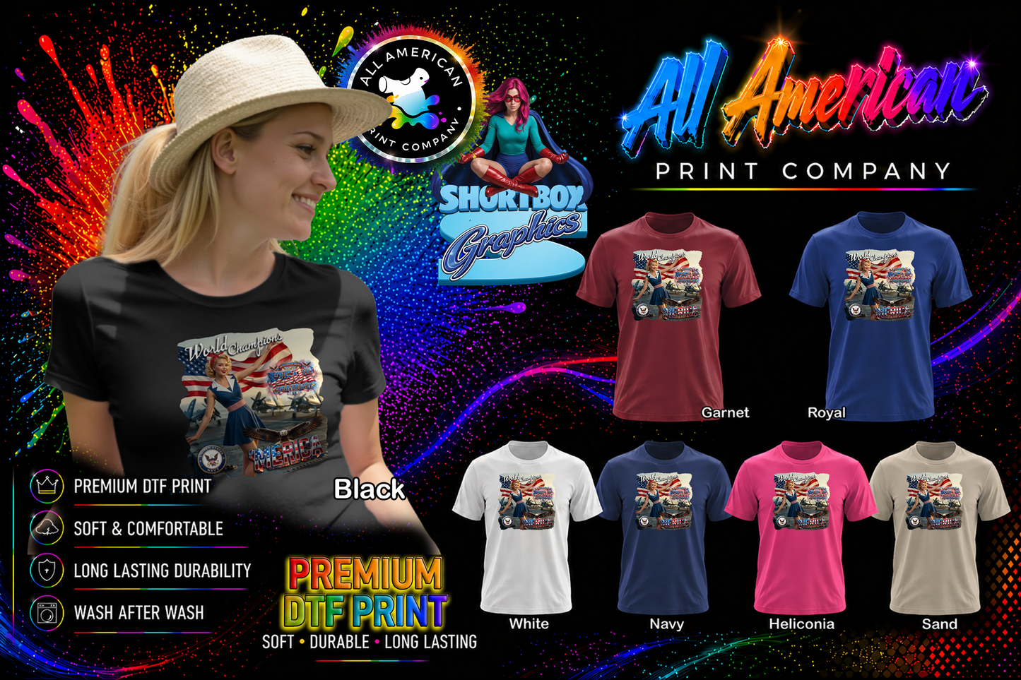 T-Shirt - World Champions USNAVY - Retro Housewife Designs