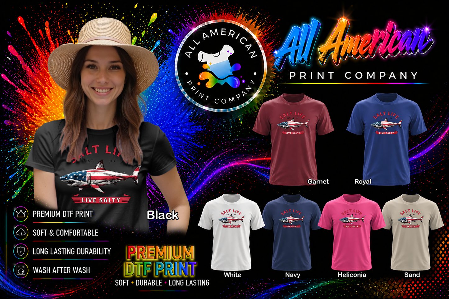 T-Shirt - Salt Life - Flag Shark