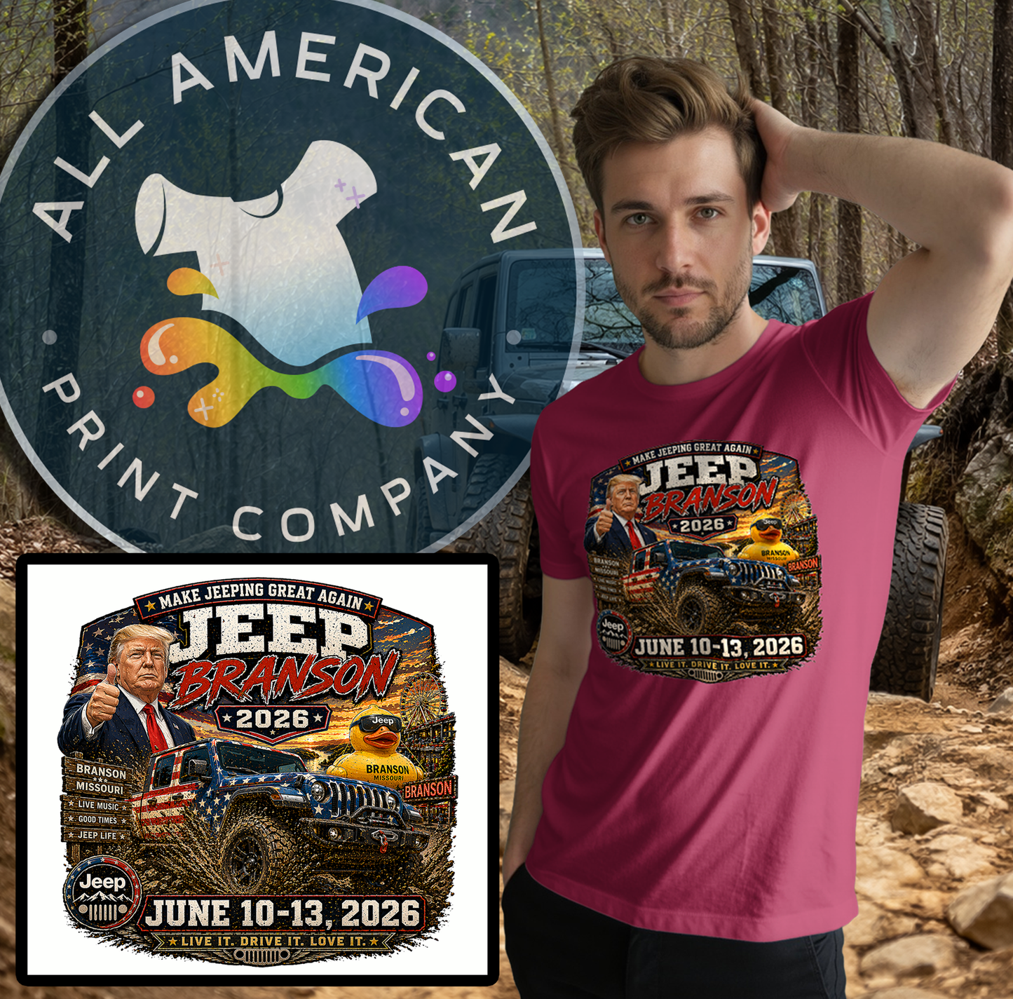 T-Shirt - Jeep Branson 2026 - Trump Great Again