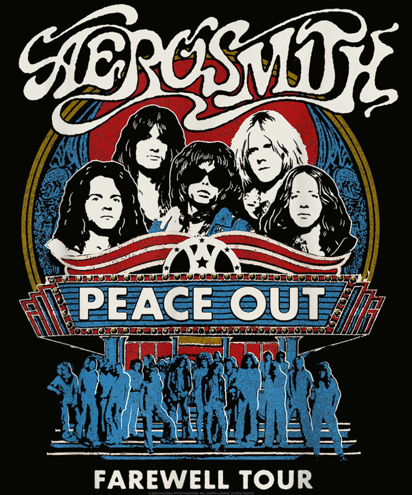 Aerosmith Vintage Style Peace Out Farewell Tour T-Shirt