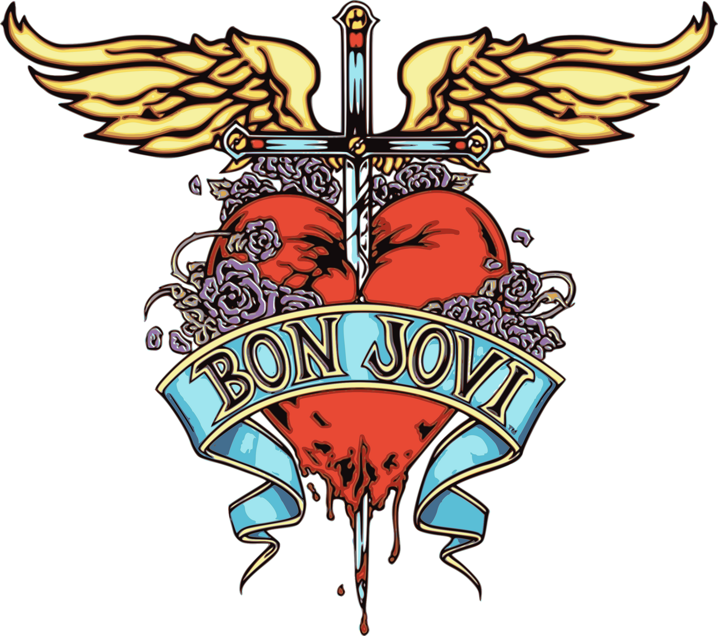 Bon Jovi Vintage Style Logo T-Shirt (Version 2)