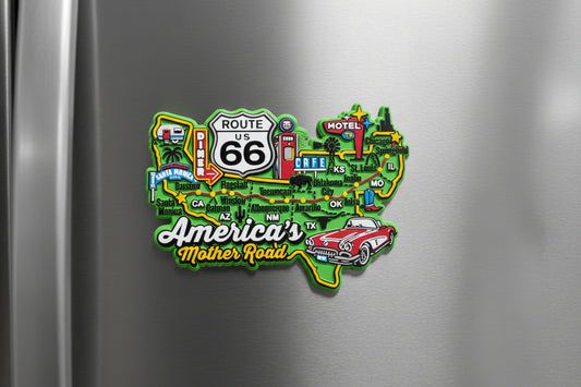 Route 66 America's Mother Road - Magnet (green)
