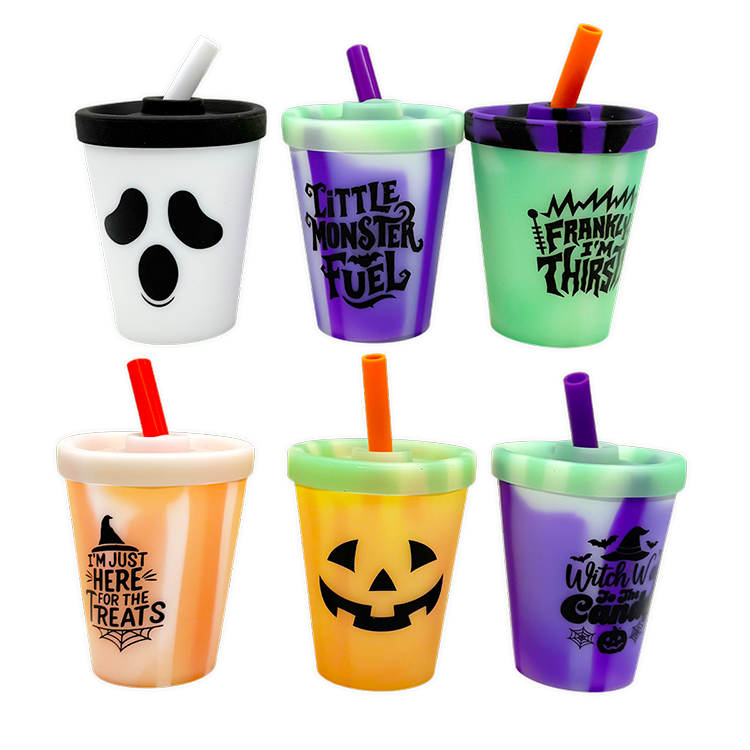 Halloween 8oz Silicone Kids Cup with Lid & Straw - 6/Display: Wholesale Price