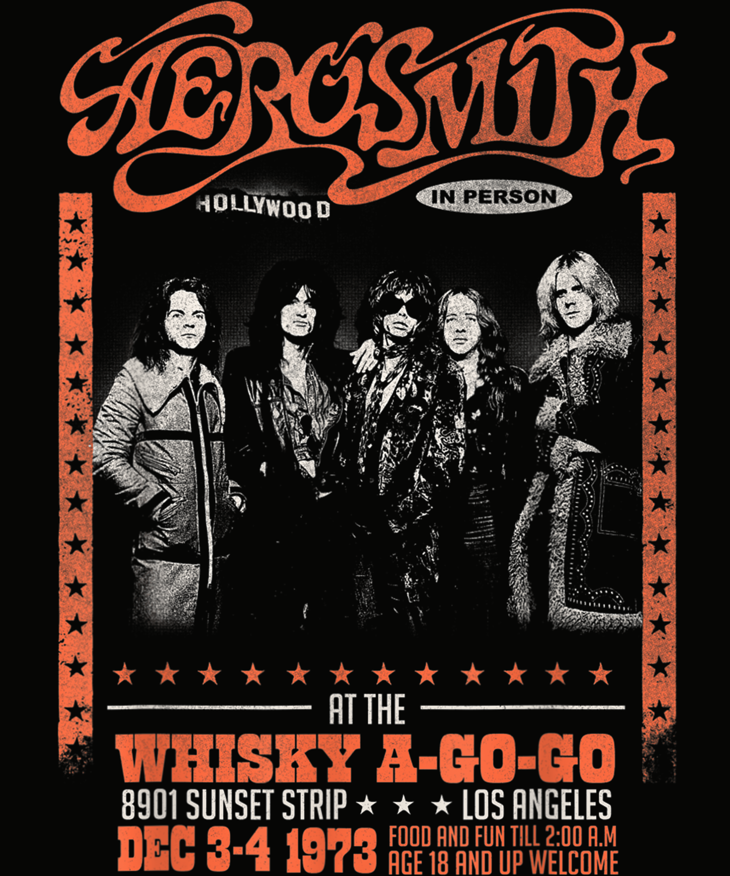 Aerosmith Vintage Style Whiskey A-Go-Go T-Shirt