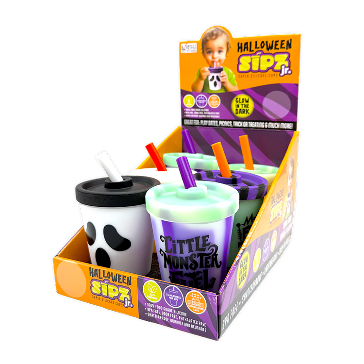 Halloween 8oz Silicone Kids Cup with Lid & Straw - 6/Display: Wholesale Price