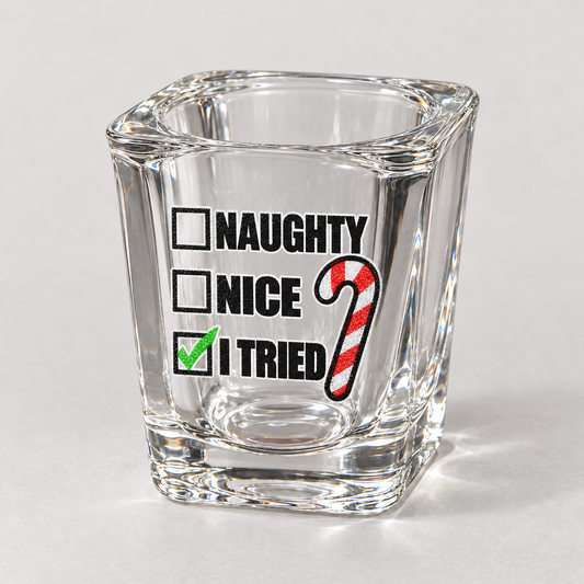 Printed 2.2 oz Clear Whiskey Glasses, Square Shot Glass