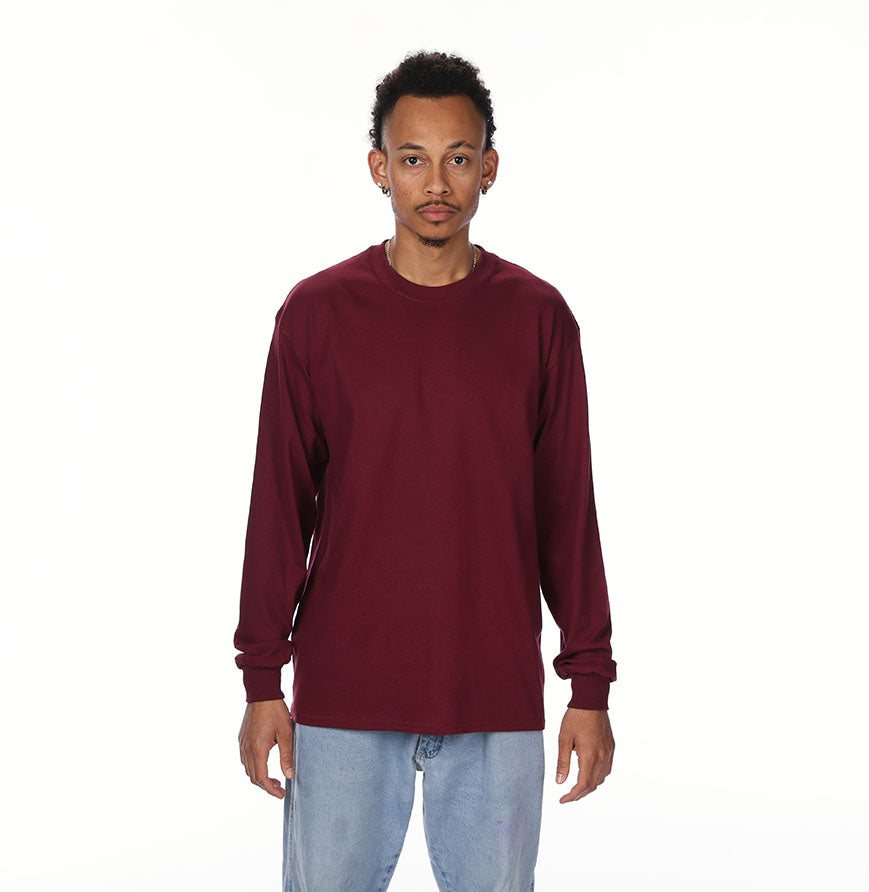 Gildan G540 long-sleeve T-shirt in Maroon