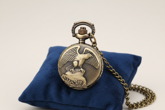 Pocket Watch Necklace - Eagle On Rock