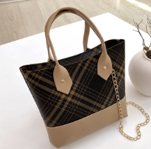 Khaki Plaid Colored Handbag