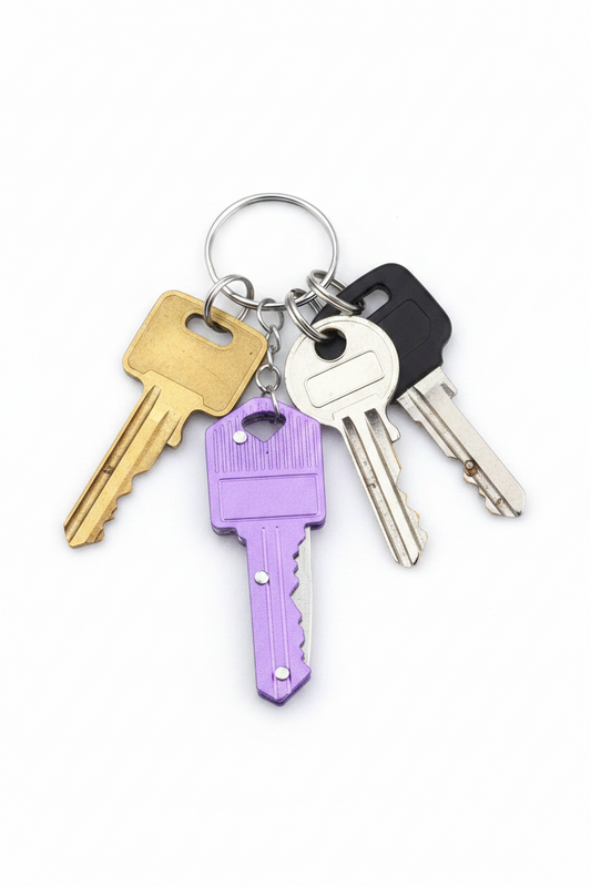 Purple Mini Key Shaped Folding Knife Keychain