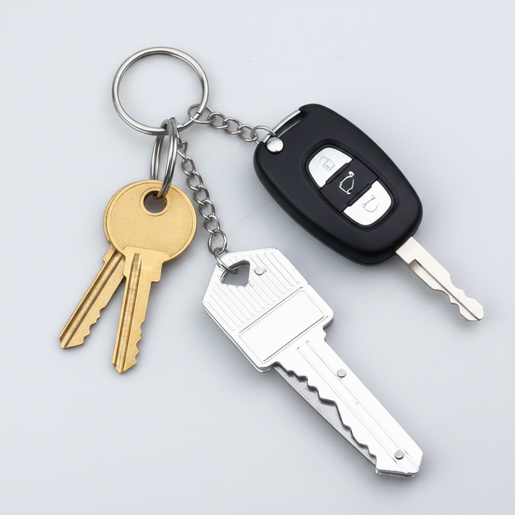 Silver Mini Key Shaped Folding Knife Keychain