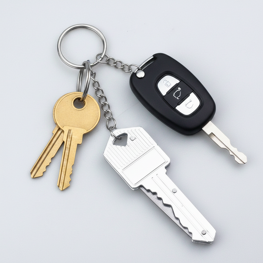 Silver Mini Key Shaped Folding Knife Keychain