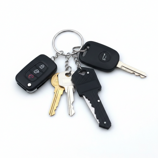 Black Mini Key Shaped Folding Knife Keychain