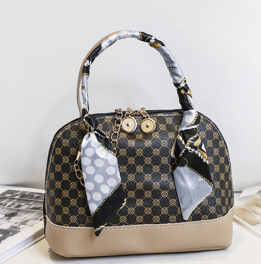 Vintage Printed Handbag/Crossbody Bag - Khaki