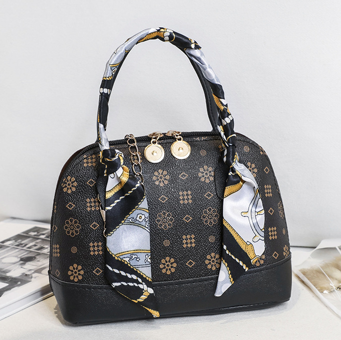 Vintage Printed Handbag/Crossbody Bag - Coffee