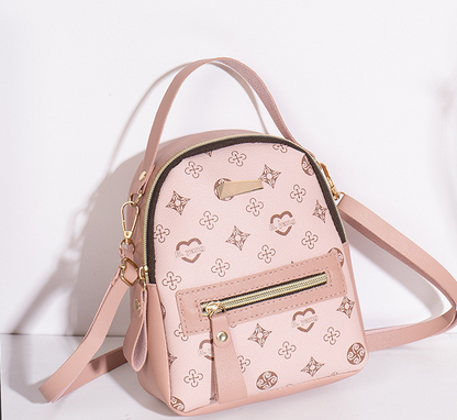 Pink Colored Printed Mini Backpack