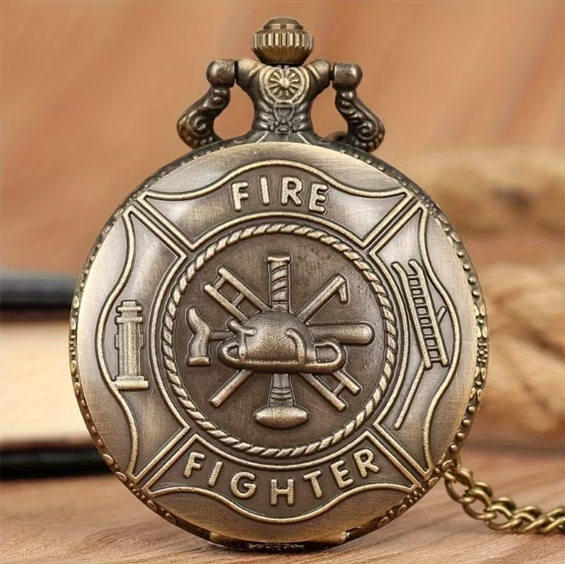 Pocket Watch Necklace - Fire Fighter