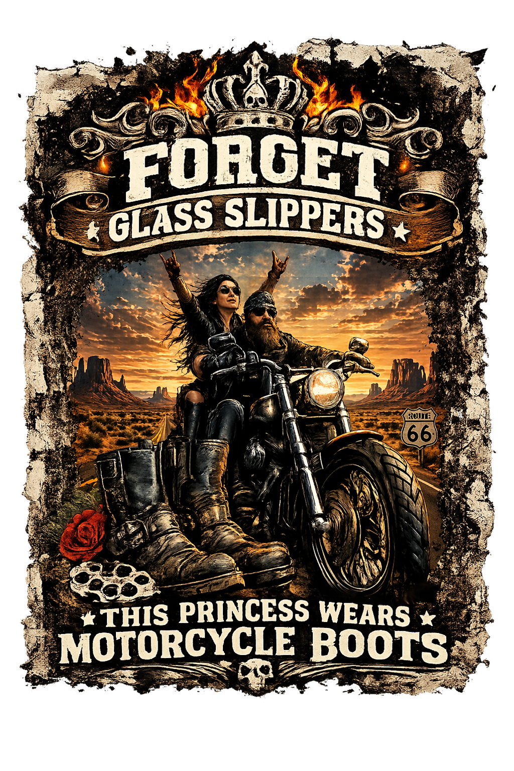 T-Shirt - Motorcycle - Boots & Slippers