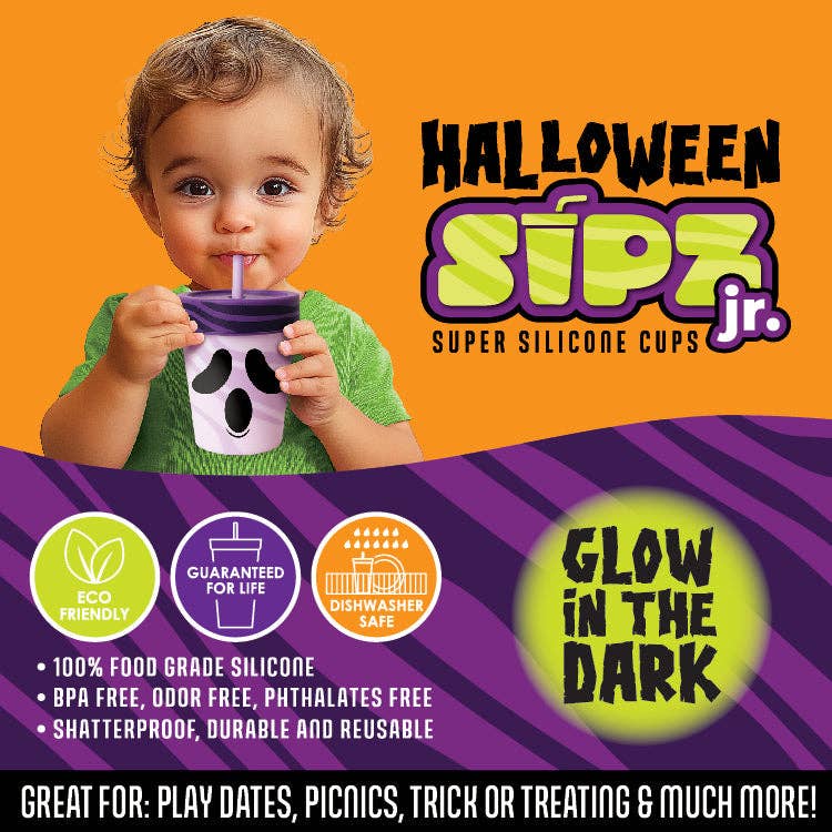 Halloween 8oz Silicone Kids Cup with Lid & Straw - 6/Display: Wholesale Price