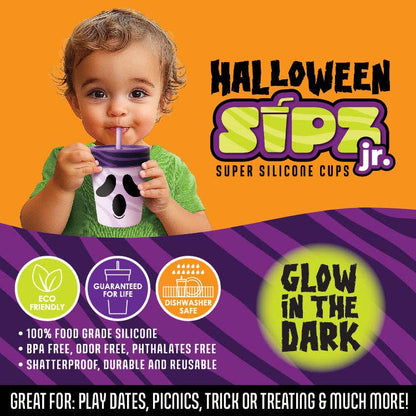 Halloween 8oz Silicone Kids Cup with Lid & Straw - 6/Display: Wholesale Price