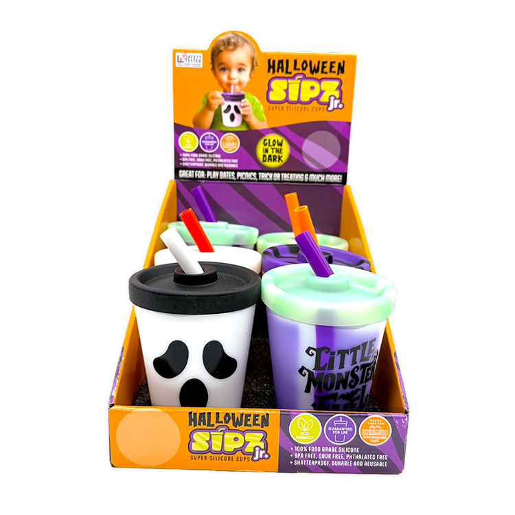 Halloween 8oz Silicone Kids Cup with Lid & Straw - 6/Display: Wholesale Price