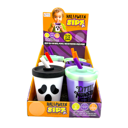 Halloween 8oz Silicone Kids Cup with Lid & Straw - 6/Display: Wholesale Price