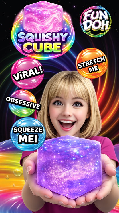 Fun Doh Squish & Squeeze Sparkle Cube Fidget Toy- 12/Display: Wholesale Price