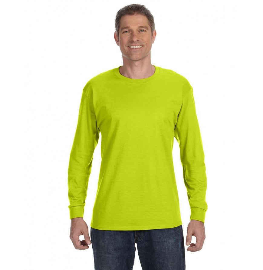 Gildan G540 long-sleeve T-shirt in Safety Green