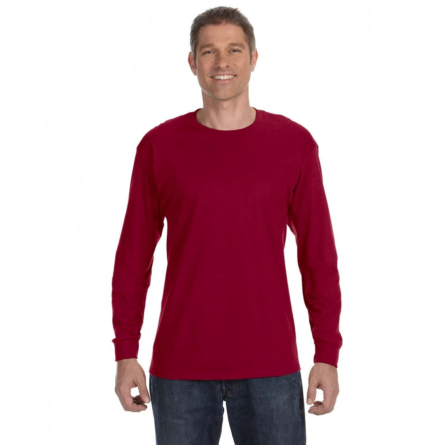 Gildan G540 long-sleeve T-shirt in Cardinal Red