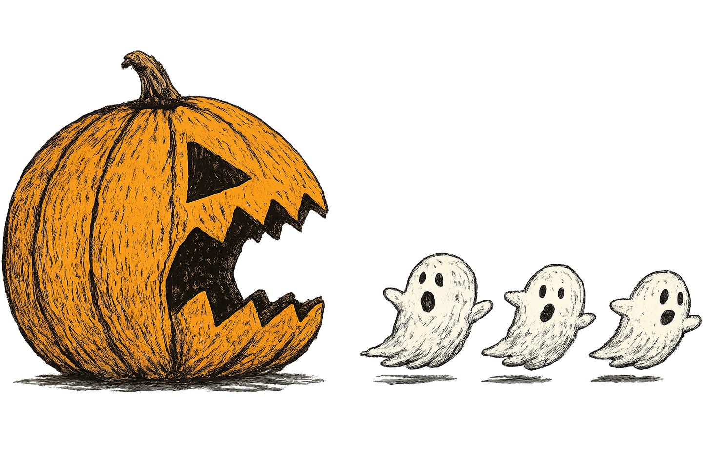 T-Shirt - Pumpkin Man and Ghost