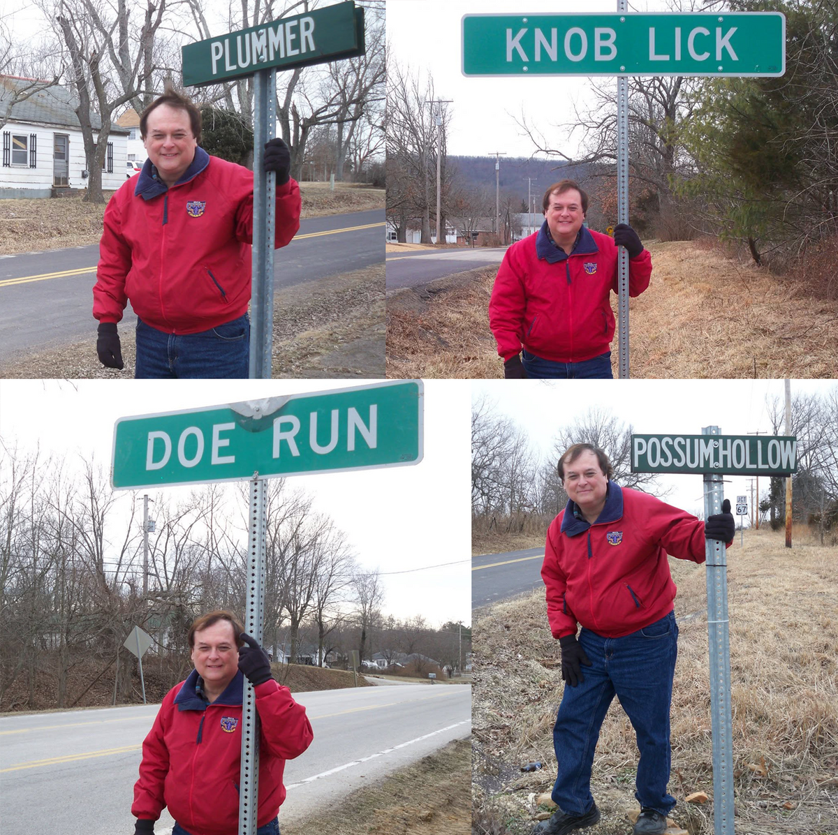 Randy Plummer visiting Plummer Road, Knob Lick, Possum Holler and Doe Run, Missouri, places connected to his life and the world of SnowDeer