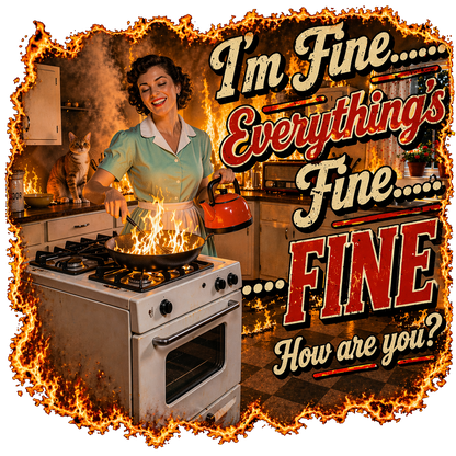 T-Shirt - I'm Fine - Retro Housewife Designs