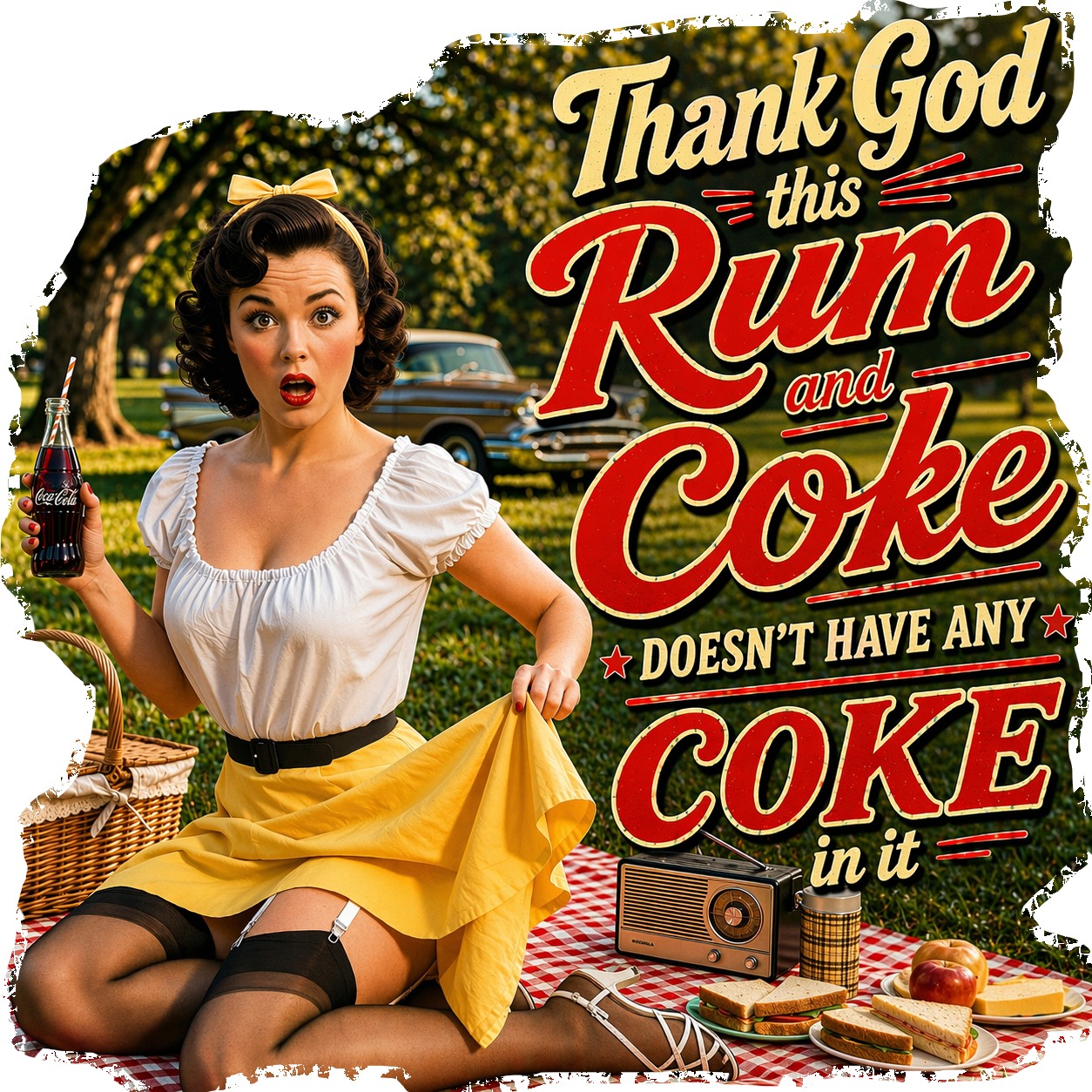 T-Shirt - Rum & Coke - Retro Housewife Designs