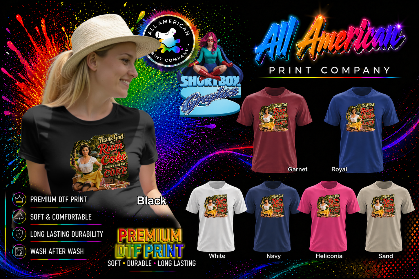 T-Shirt - Rum & Coke - Retro Housewife Designs