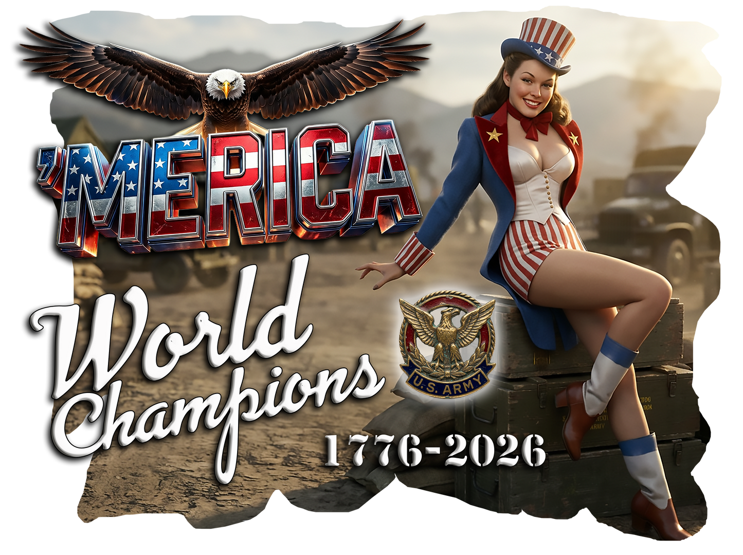 T-Shirt - World Champions USArmy - Retro Housewife Designs