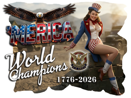 T-Shirt - World Champions USArmy - Retro Housewife Designs