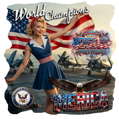 T-Shirt - World Champions USNAVY - Retro Housewife Designs