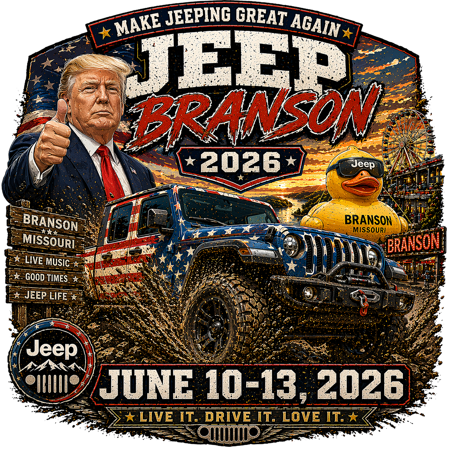 T-Shirt - Jeep Branson 2026 - Trump Great Again